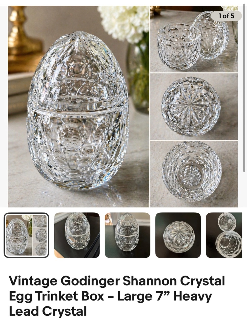 Godinger Clear Crystal Egg Trinket Box